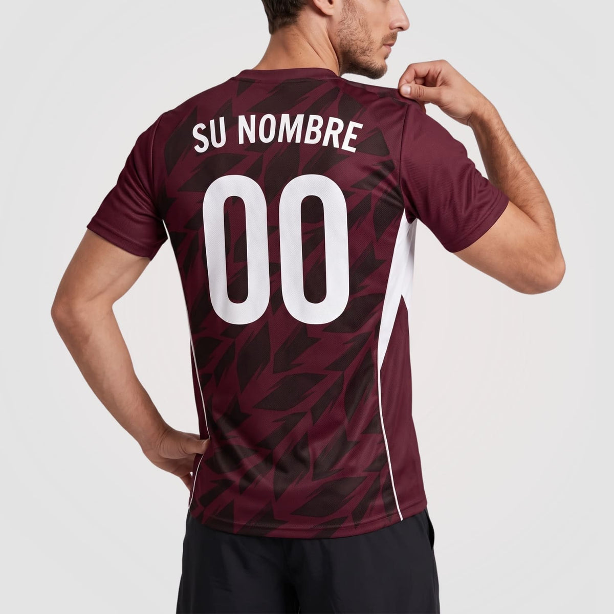 Rojo Burdeos Flecha Geométrico Motivo Camiseta Fútbol Personalizada