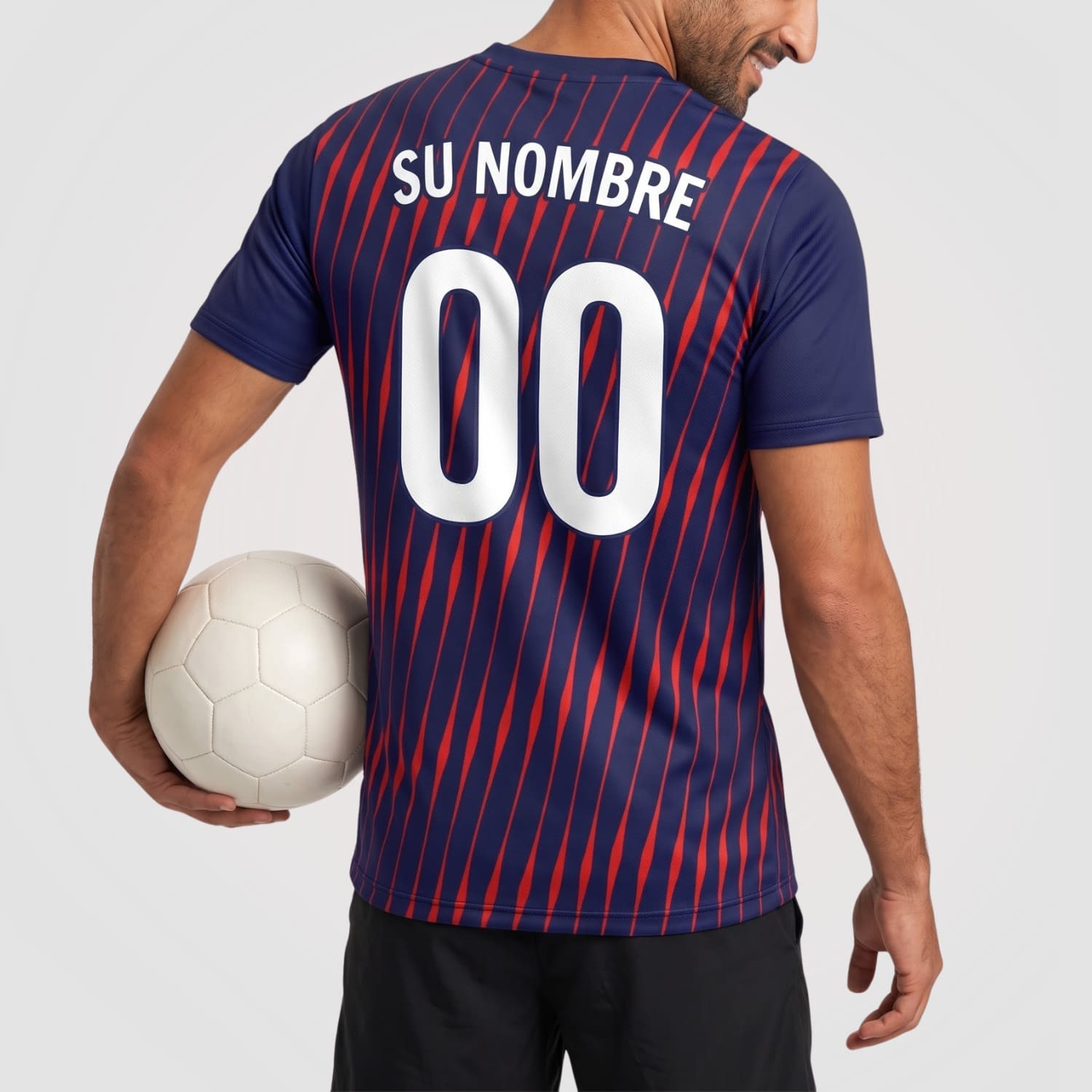 Azul Oscuro Rojo Dinámico Rayas Camiseta Fútbol Personalizada