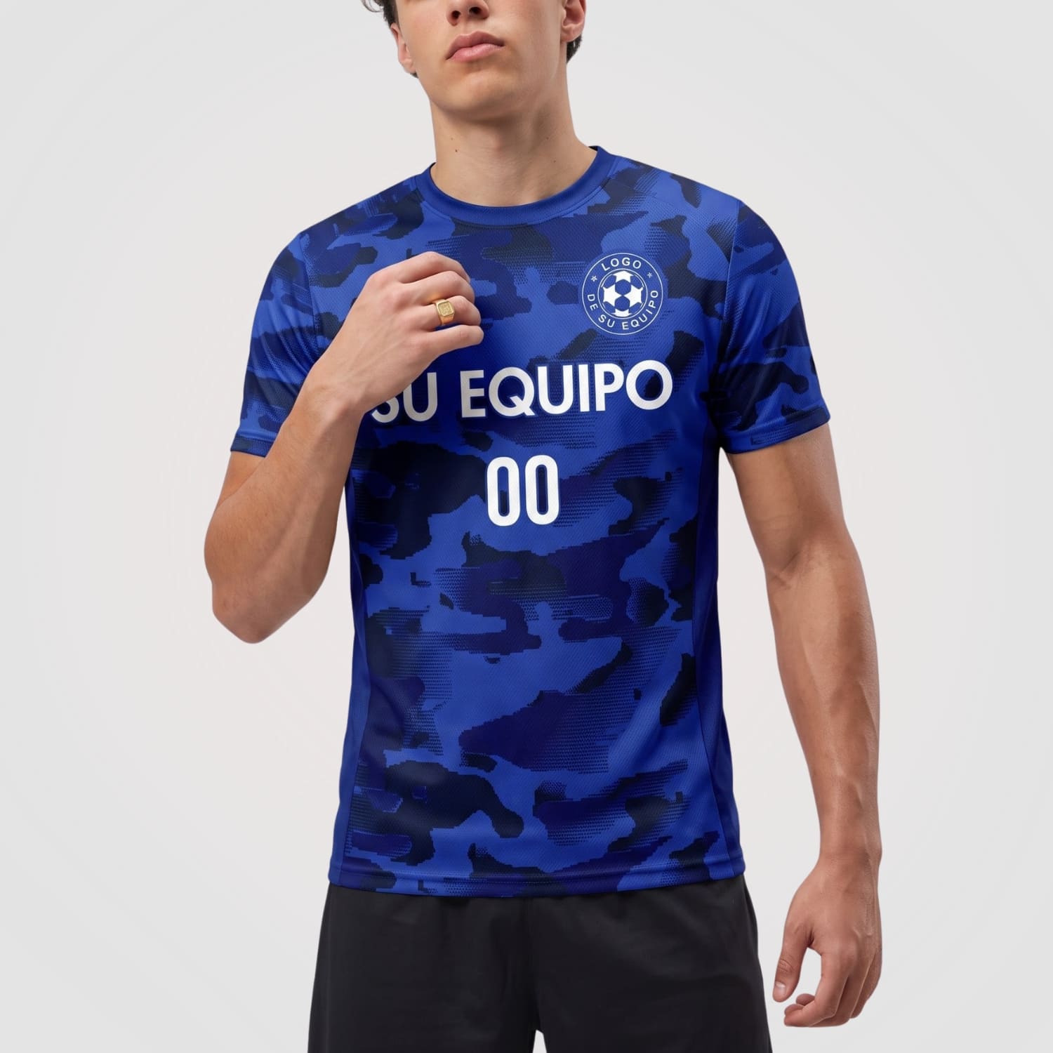 Azul Camuflaje Camiseta Fútbol Personalizada