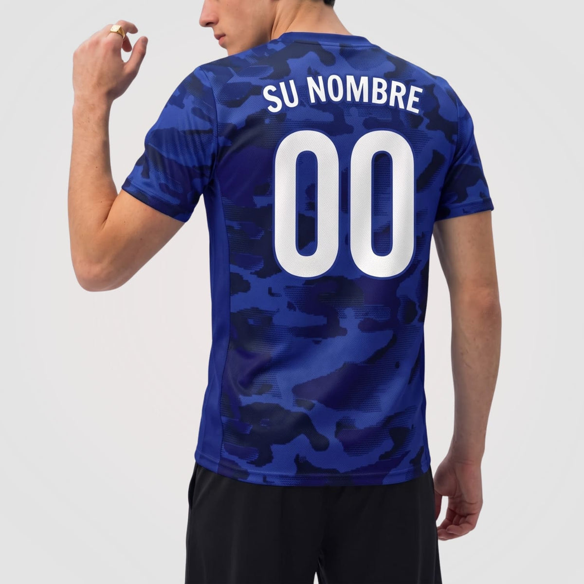 Azul Camuflaje Camiseta Fútbol Personalizada