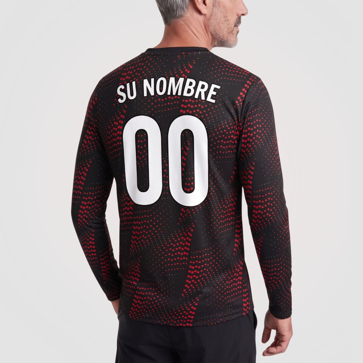 Negro Rojo Puntos Motivo Camiseta de Fútbol Personalizada
