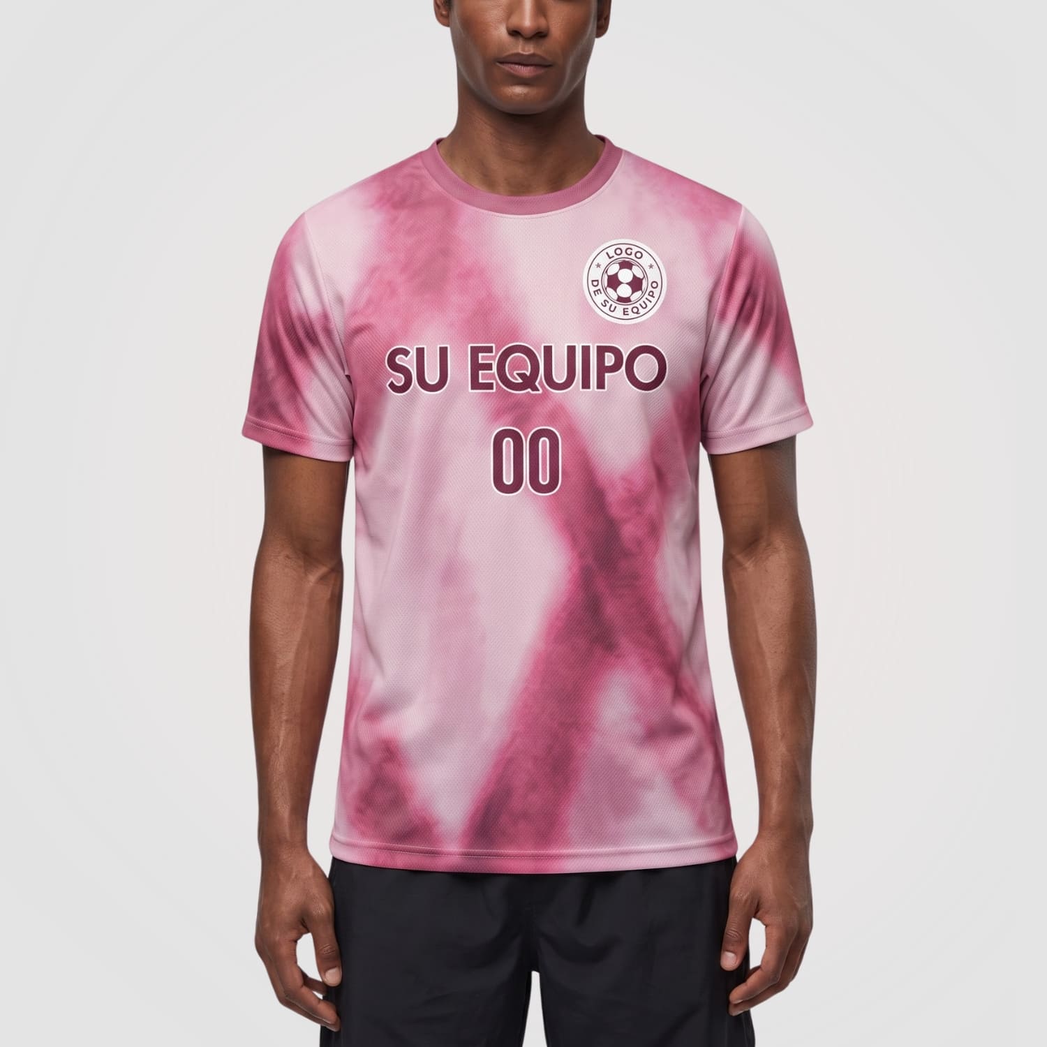Rosa Rosa Tie Dye Motivo Rombo Camiseta Fútbol Personalizada