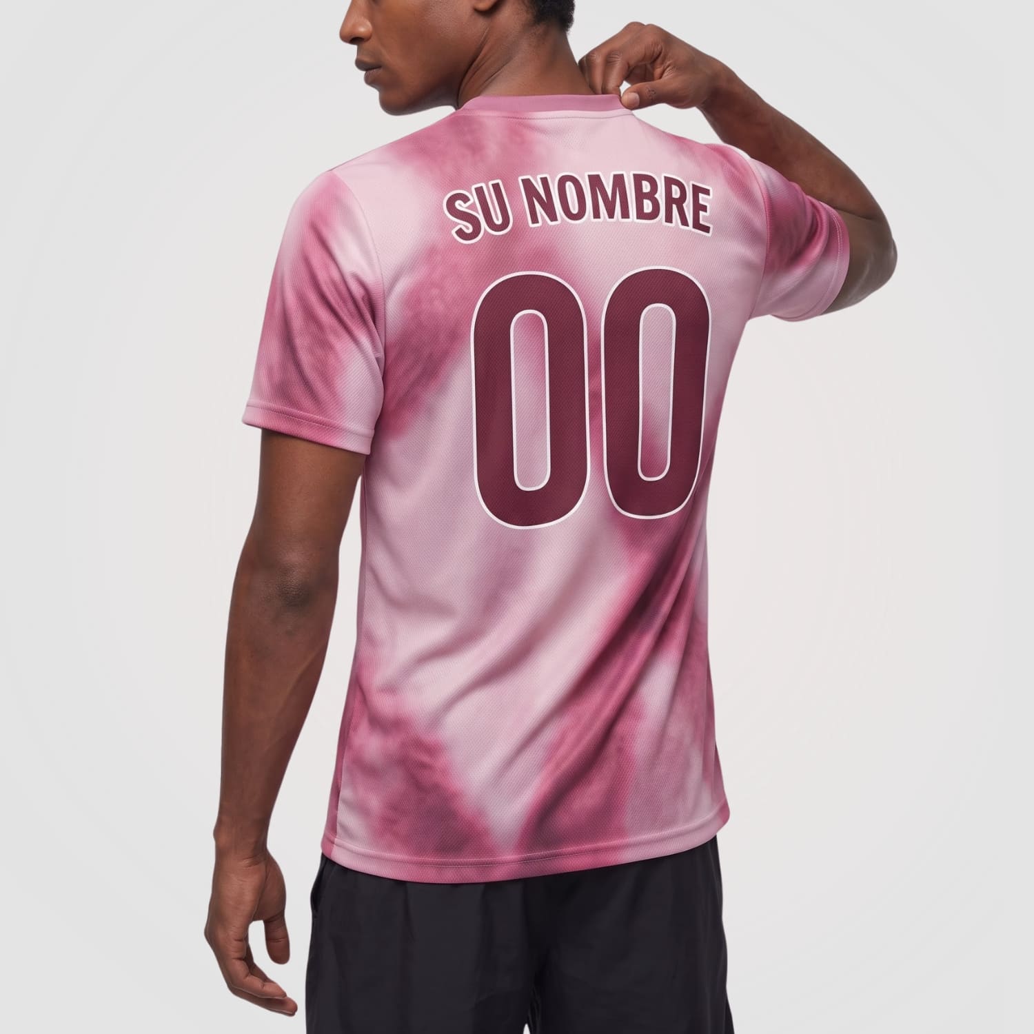 Rosa Rosa Tie Dye Motivo Rombo Camiseta Fútbol Personalizada