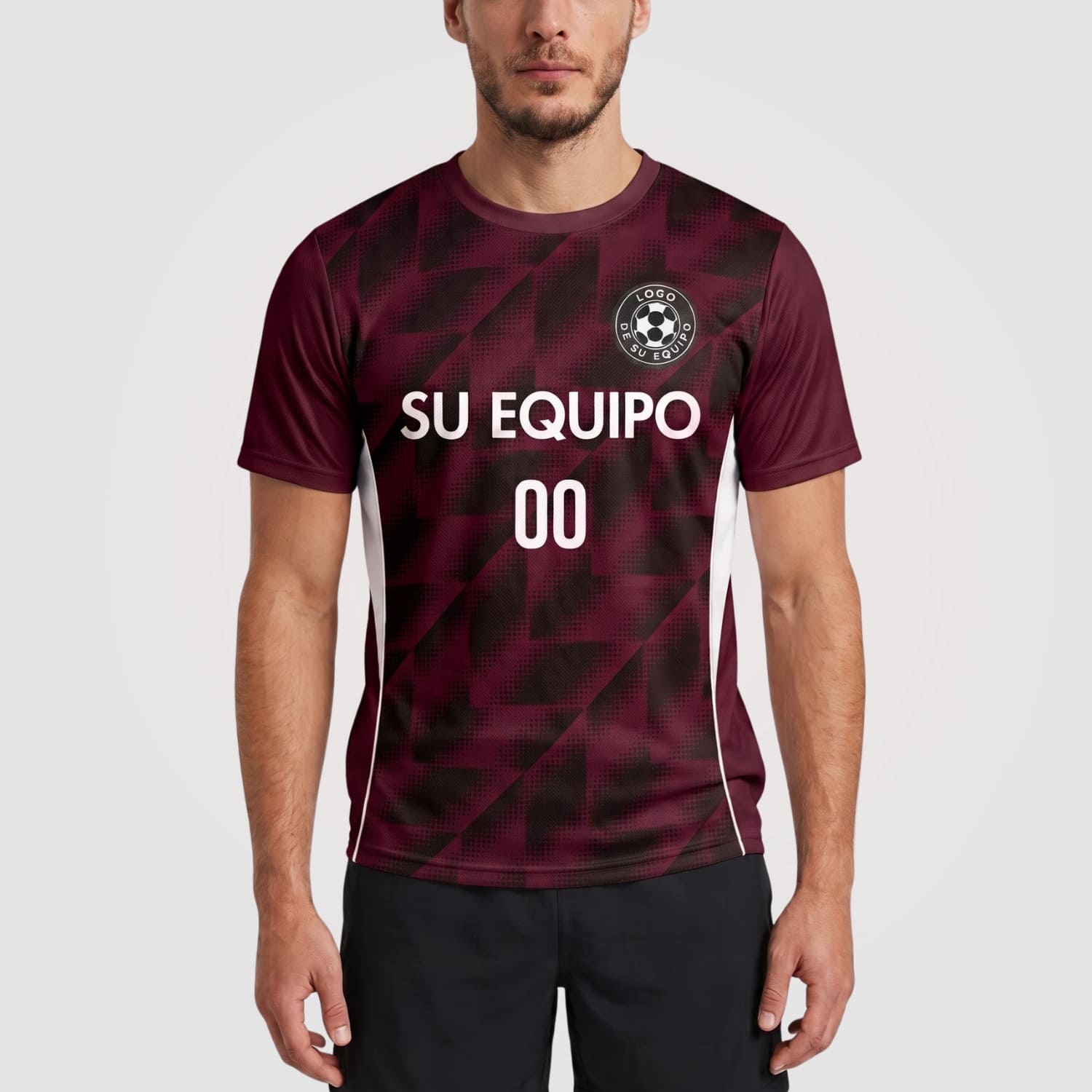 Rojo Burdeos Flecha Geométrico Motivo Camiseta Fútbol Personalizada
