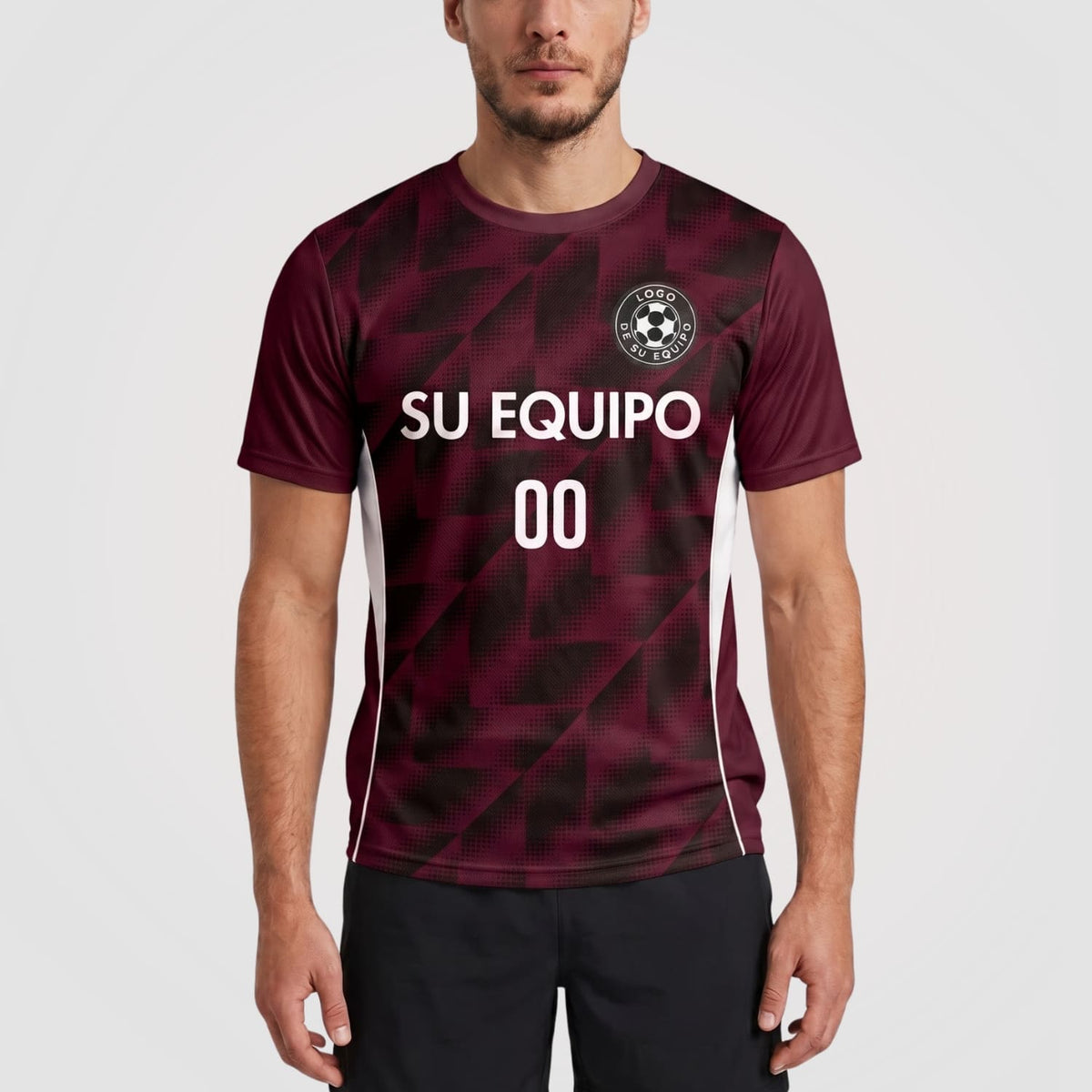 Rojo Burdeos Flecha Geométrico Motivo Camiseta Fútbol Personalizada