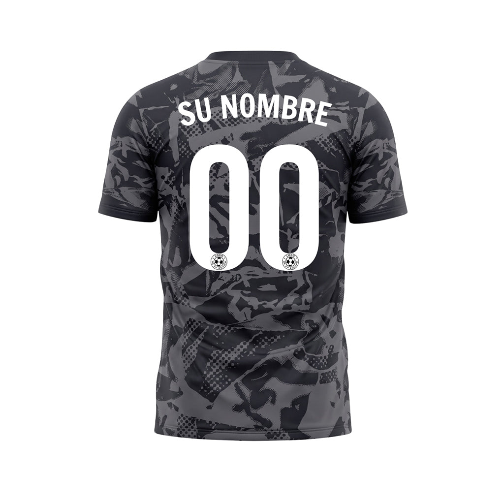 Antracita Negro Abstracto Camuflaje Camiseta de Fútbol Personalizada