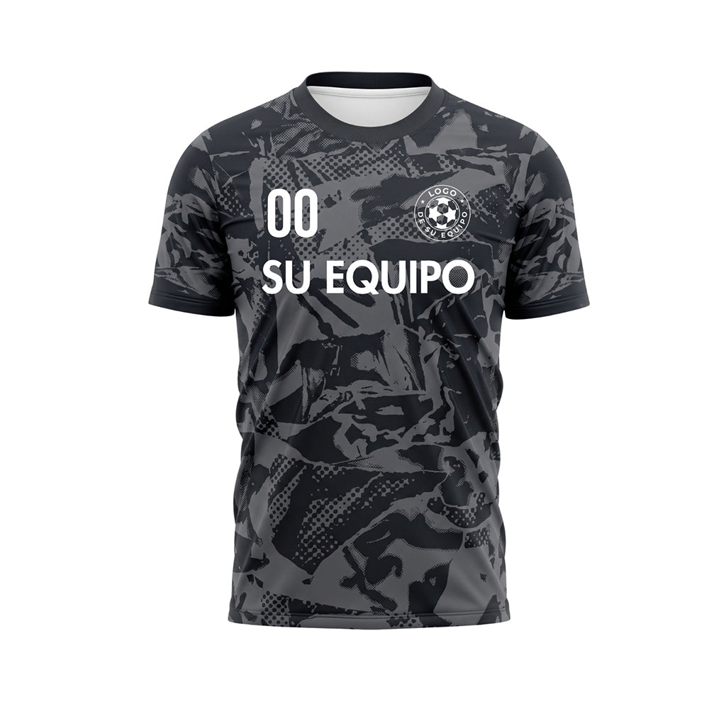 Antracita Negro Abstracto Camuflaje Camiseta de Fútbol Personalizada