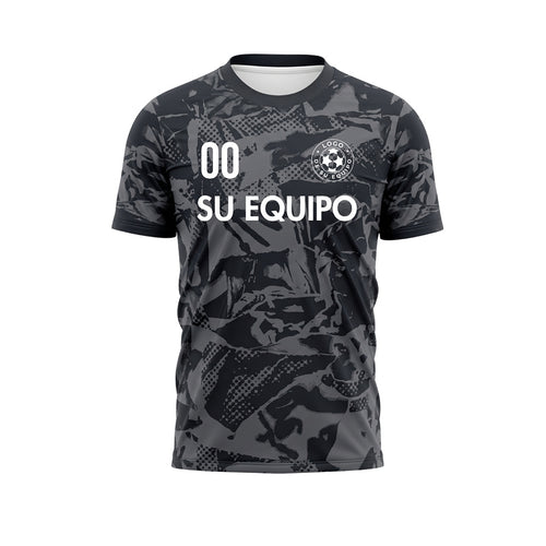 Antracita Negro Abstracto Camuflaje Camiseta de Fútbol Personalizada