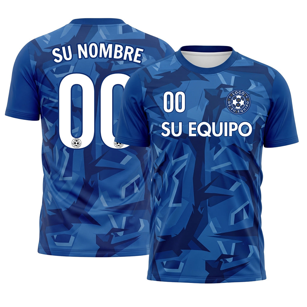 Azul Abstracto Motivo Camiseta de Fútbol Personalizada