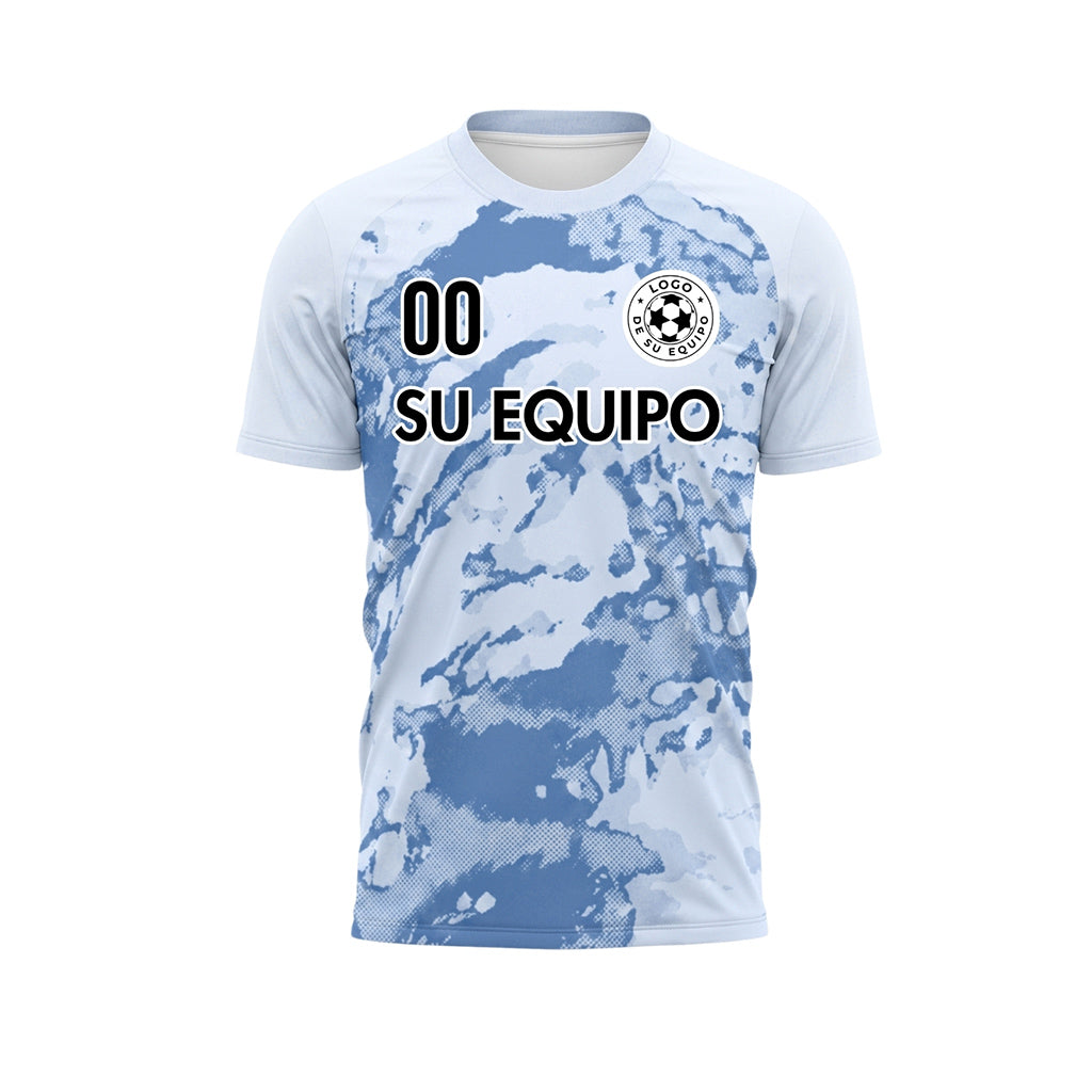 Azul Abstracto Grunge Semitono Motivo Camiseta de Fútbol Personalizada