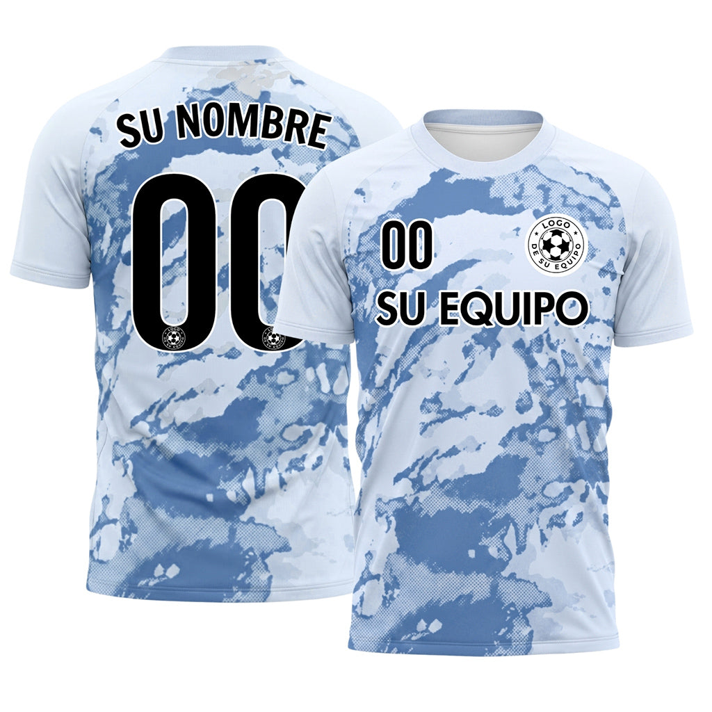 Azul Abstracto Grunge Semitono Motivo Camiseta de Fútbol Personalizada