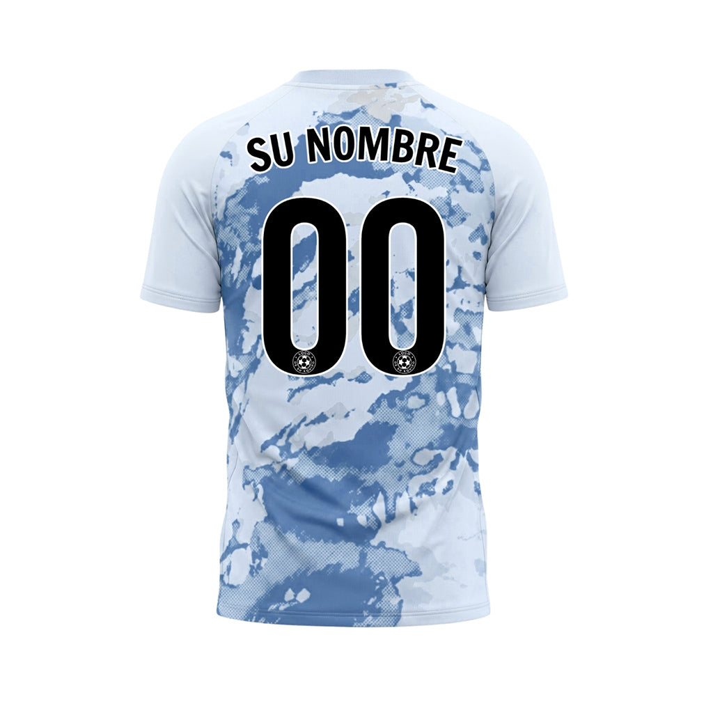 Azul Abstracto Grunge Semitono Motivo Camiseta de Fútbol Personalizada