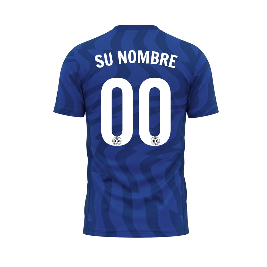 Azul Abstracto Olas Motivo Camiseta de Fútbol Personalizada