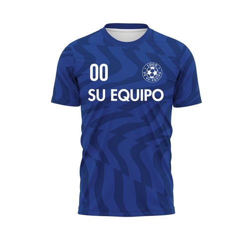 Azul Abstracto Olas Motivo Camiseta de Fútbol Personalizada