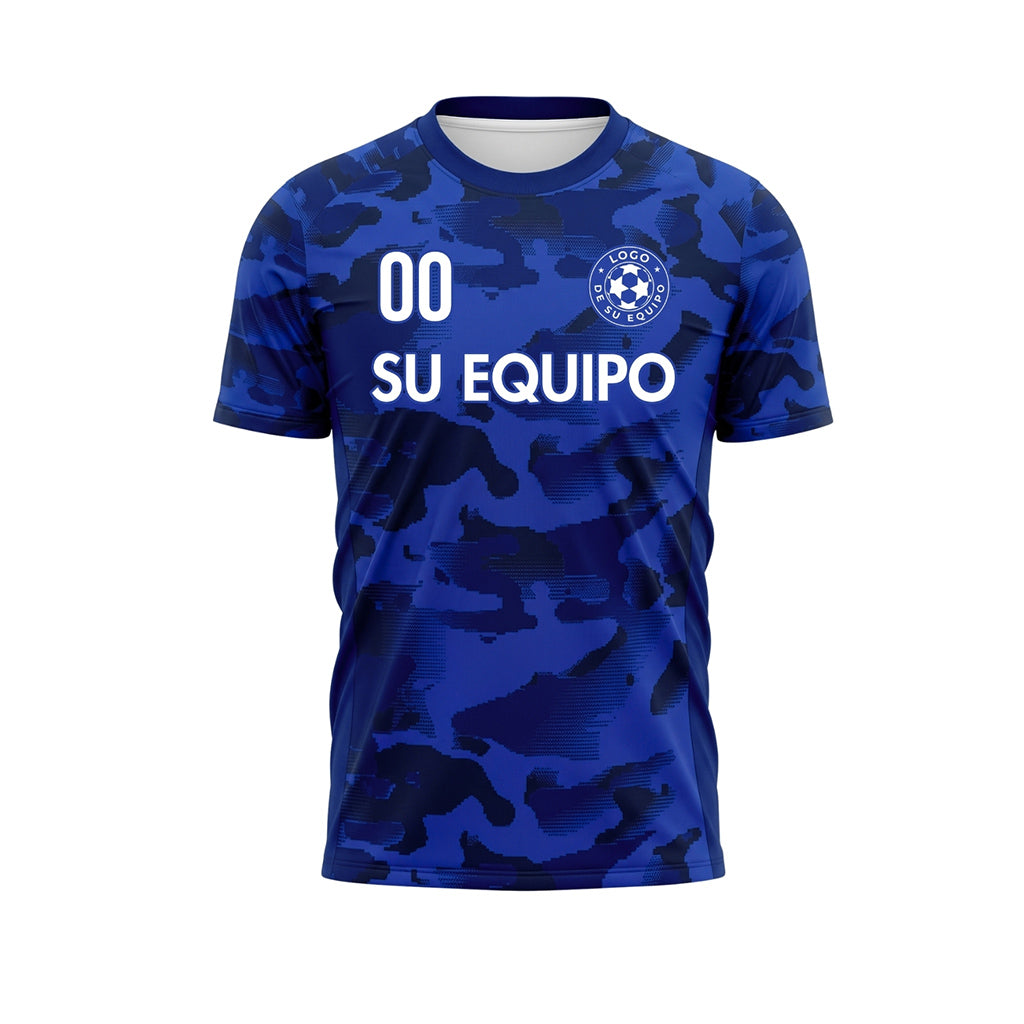 Azul Camuflaje Camiseta Fútbol Personalizada