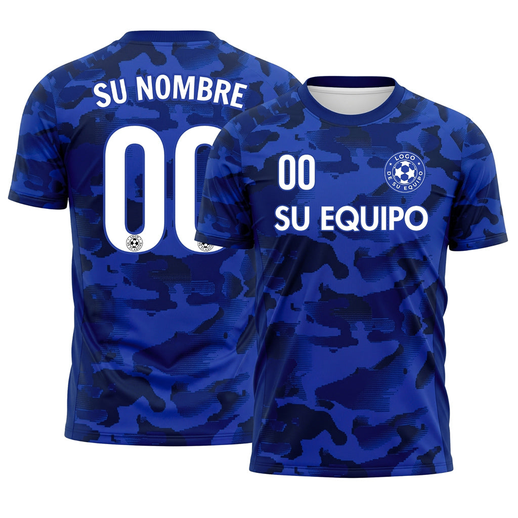 Azul Camuflaje Camiseta Fútbol Personalizada