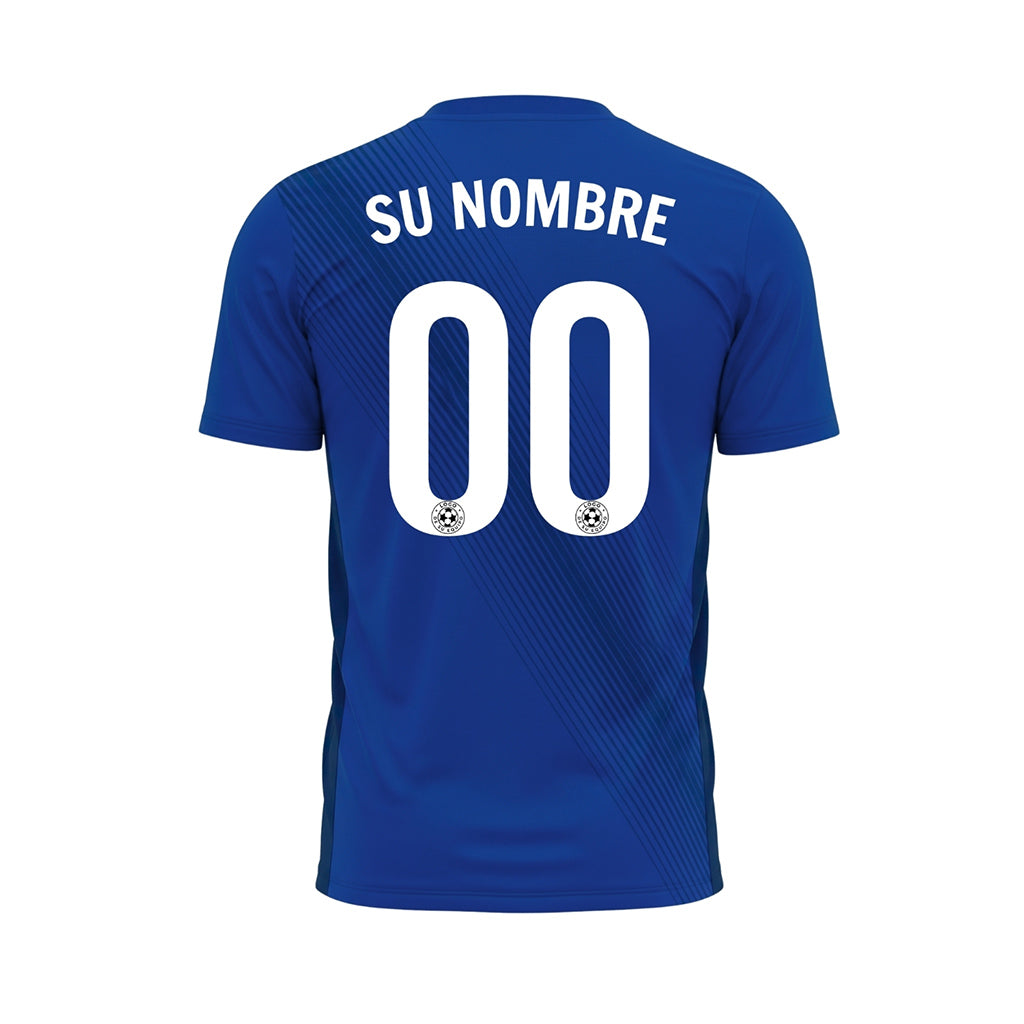 Azul Diagonales Rayas Camiseta de Fútbol Personalizada