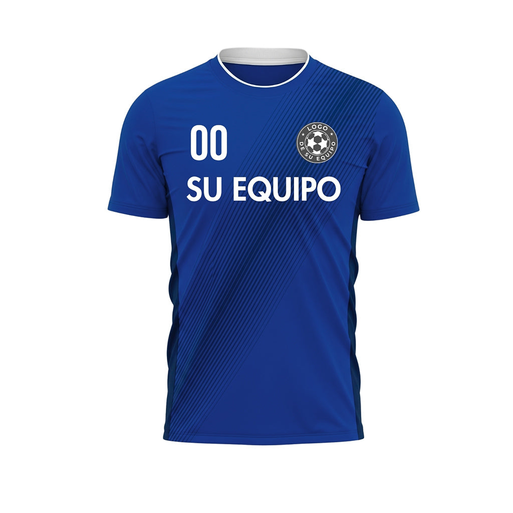 Azul Diagonales Rayas Camiseta de Fútbol Personalizada