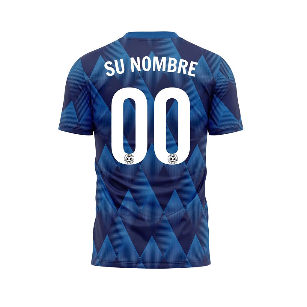 Azul Azul Oscuro Rombos Motivo Camiseta de Fútbol Personalizada