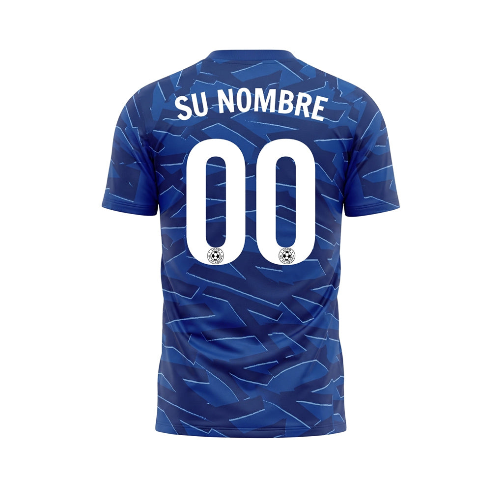 Azul Azul Oscuro Destellos Gráfico Camiseta de Fútbol Personalizada