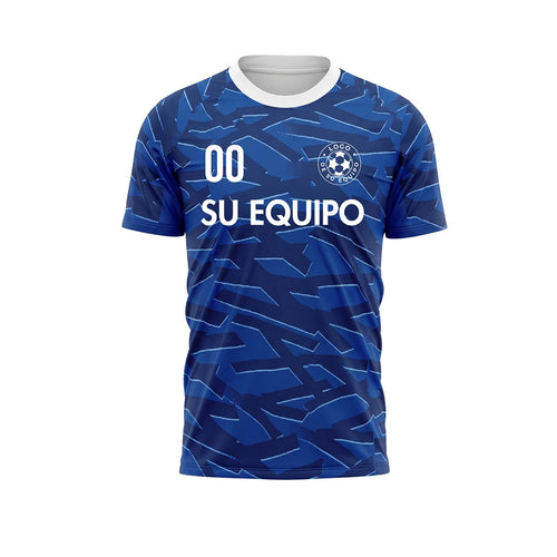 Azul Azul Oscuro Destellos Gráfico Camiseta de Fútbol Personalizada