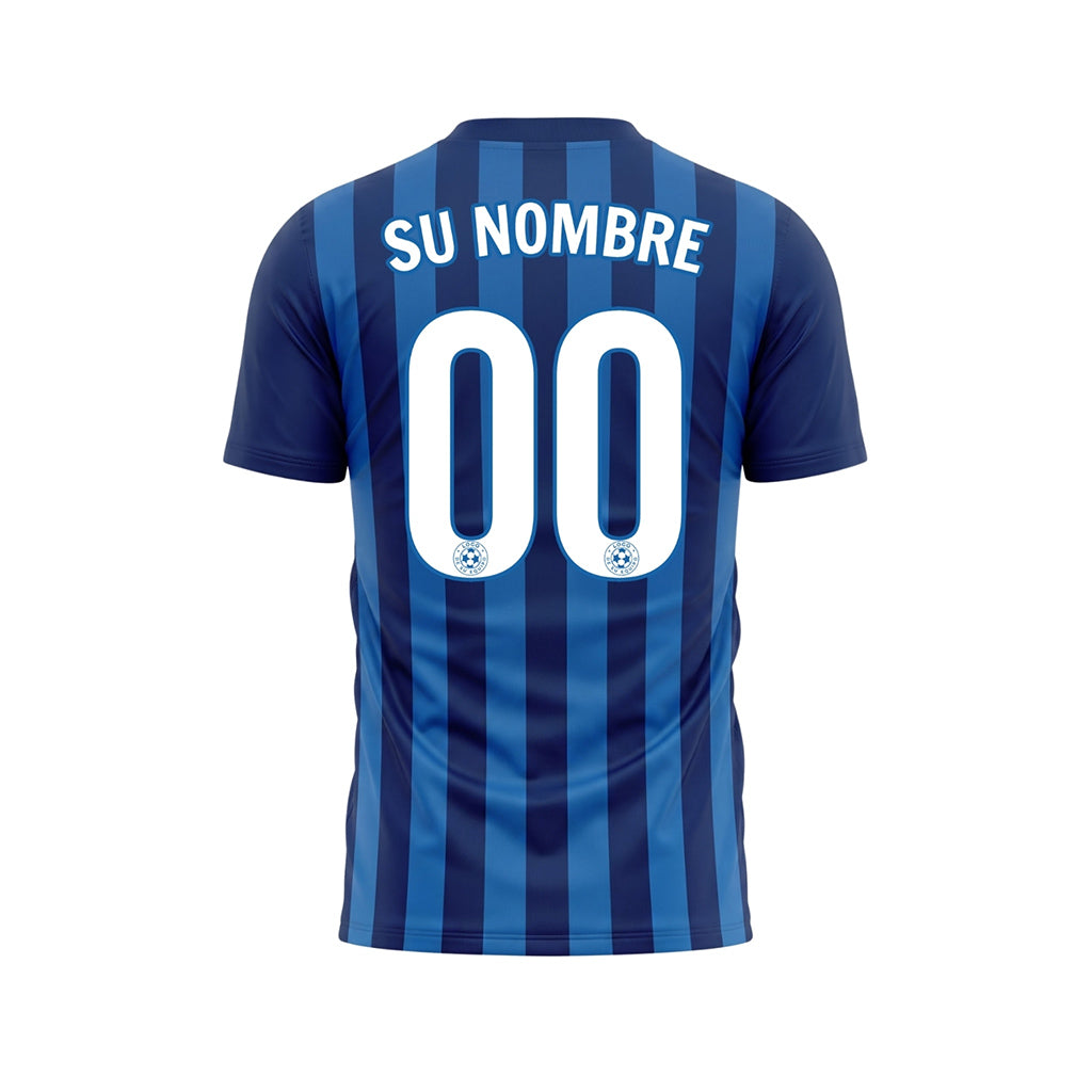 Azul Azul Oscuro Verticales Rayas Camiseta de Fútbol Personalizada