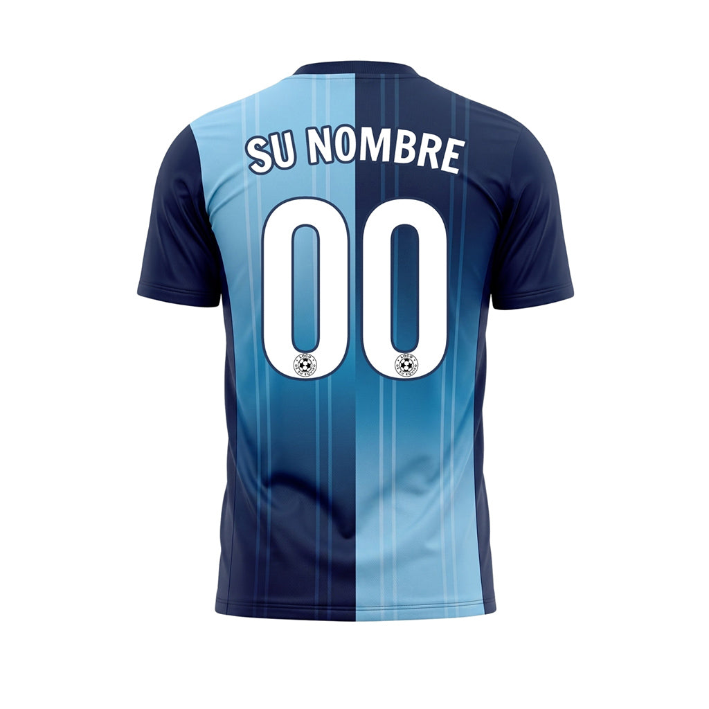 Azul Azul Claro Rayas Bicolor Camiseta de Fútbol Personalizada