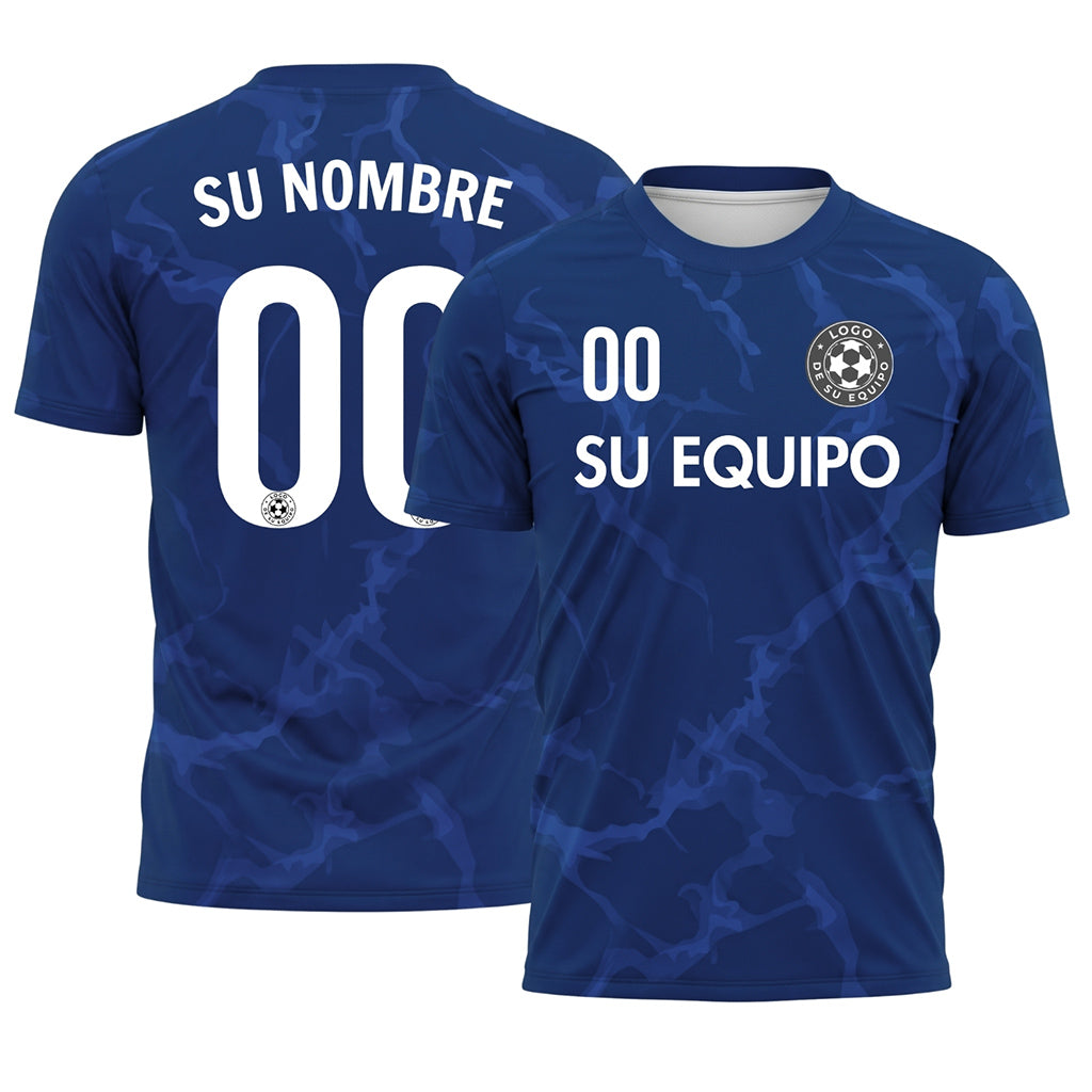 Azul Mármol Motivo Camiseta de Fútbol Personalizada