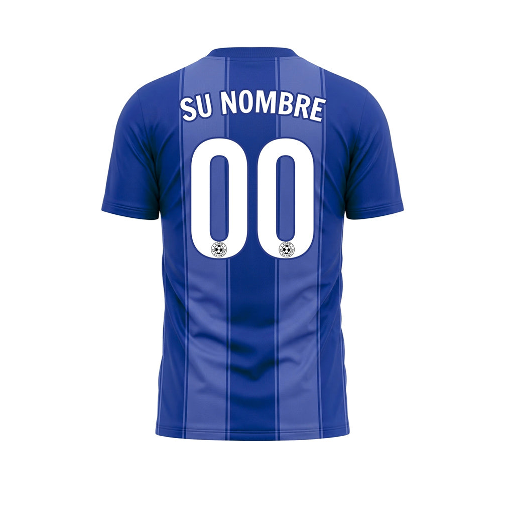 Azul Rayas Finas Rayas en Bloques Camiseta de Fútbol Personalizada