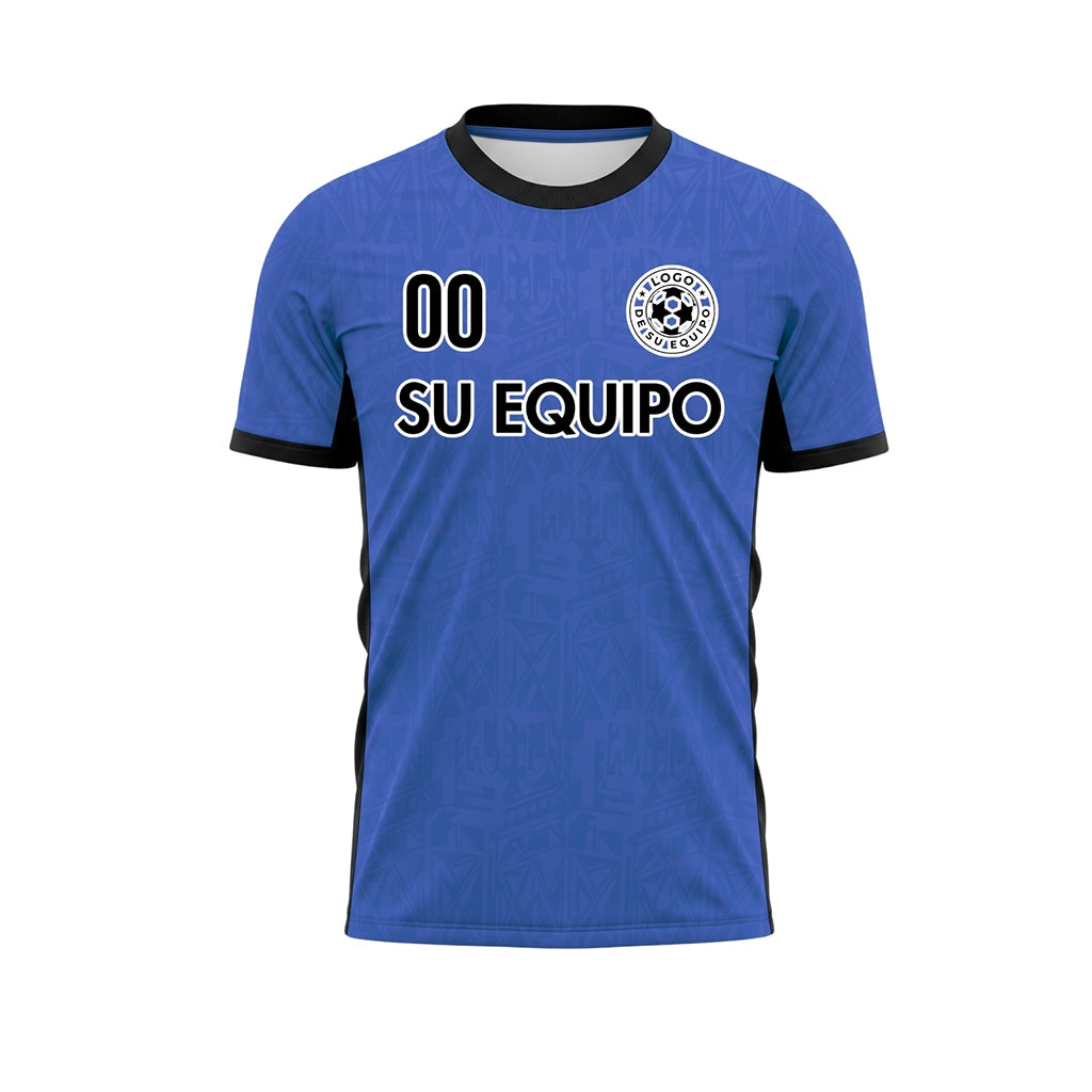 Azul Negro Sutil Geométrico Gráfico Motivo Camiseta de Fútbol Personalizada