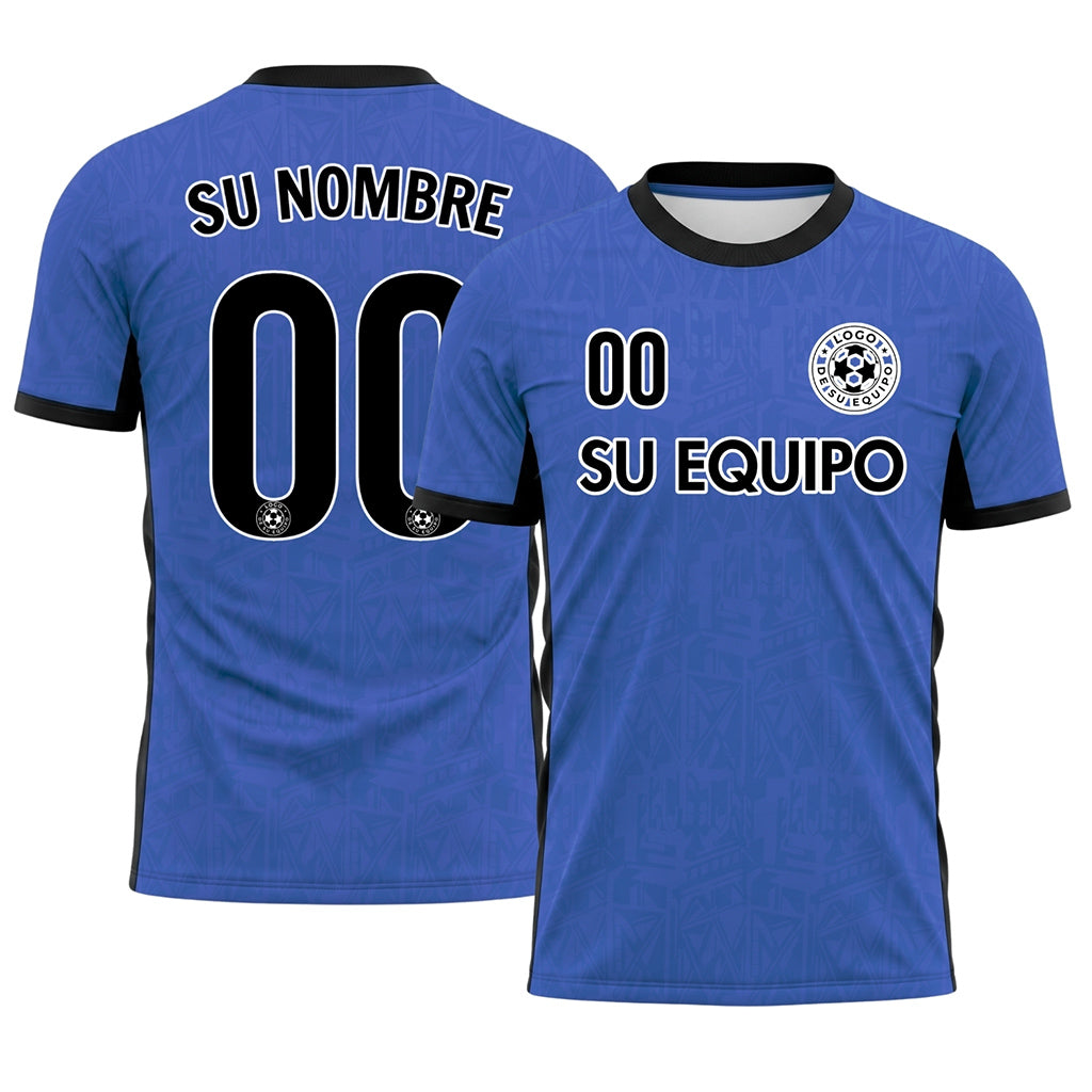 Azul Negro Sutil Geométrico Gráfico Motivo Camiseta de Fútbol Personalizada
