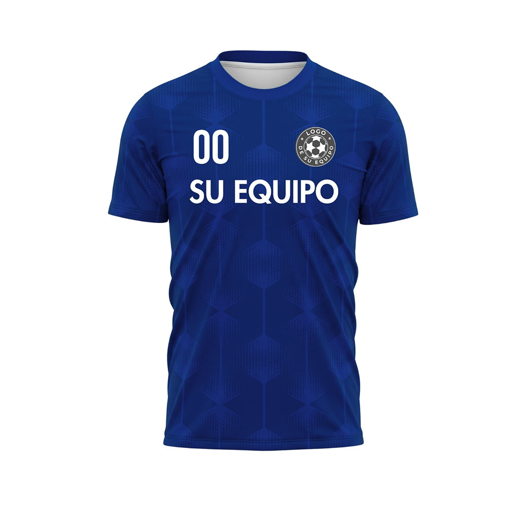 Azul Hexágono Motivo Camiseta de Fútbol Personalizada