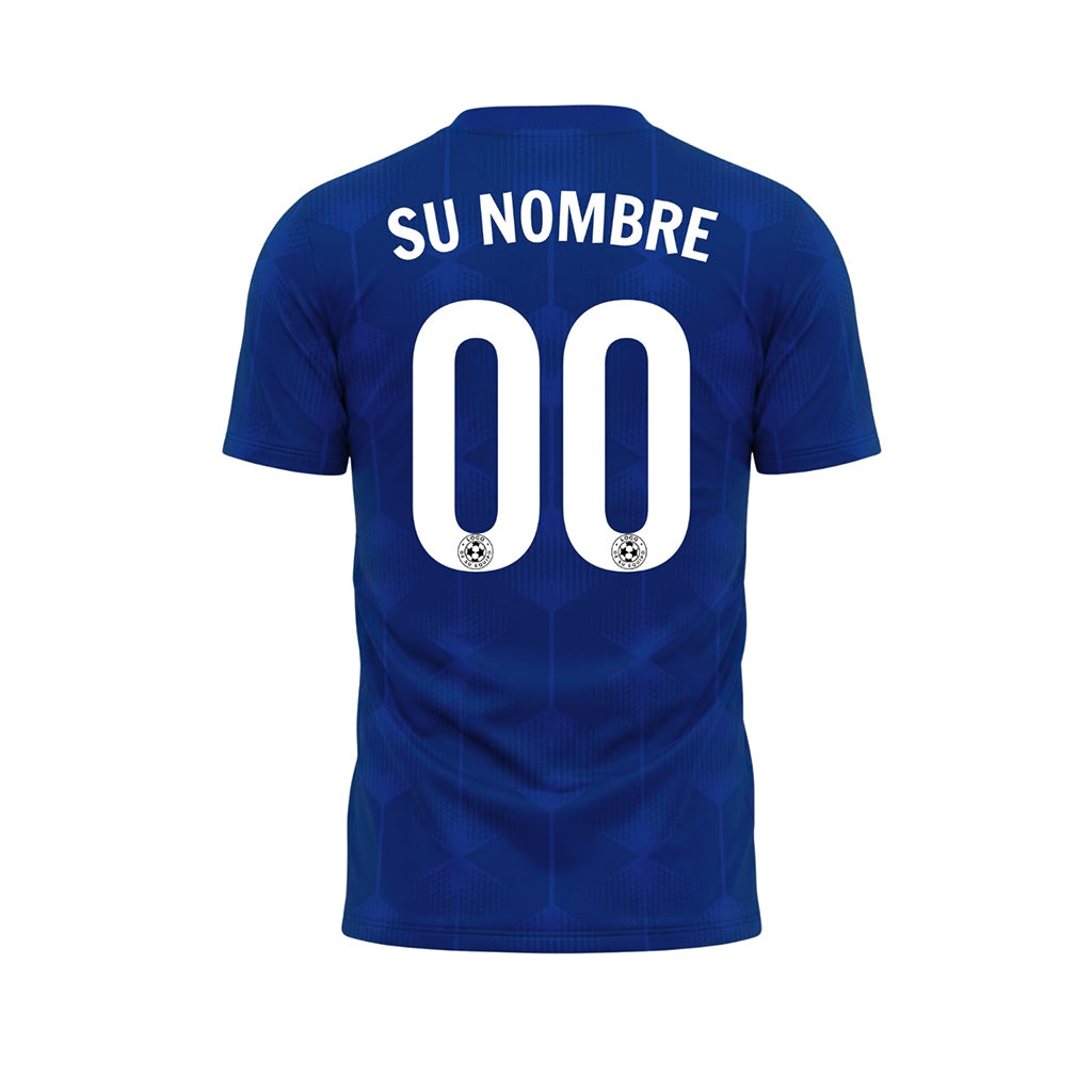 Azul Hexágono Motivo Camiseta de Fútbol Personalizada
