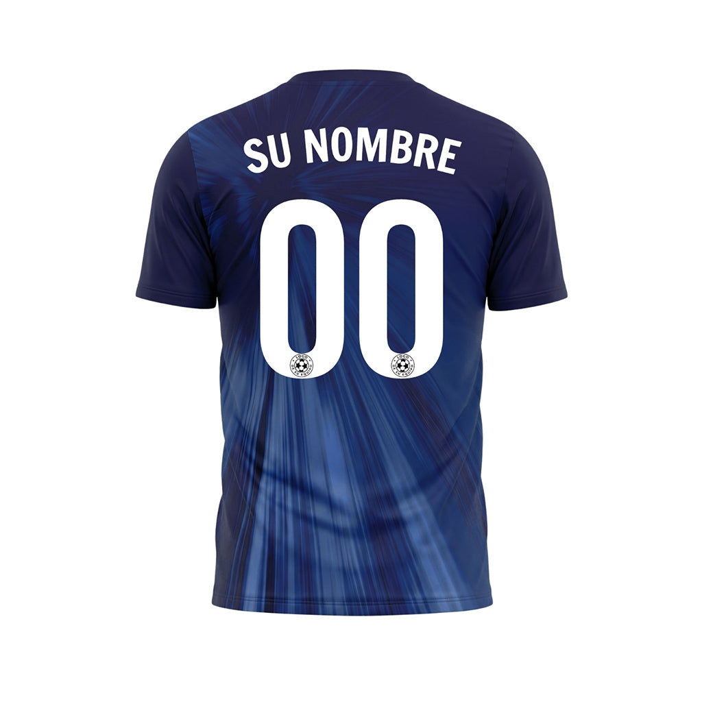 Azul Rayos Efecto Camiseta de Fútbol Personalizada