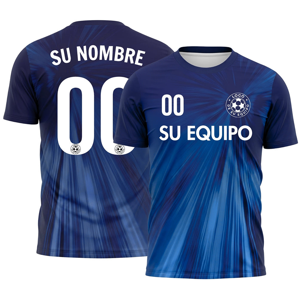 Azul Rayos Efecto Camiseta de Fútbol Personalizada