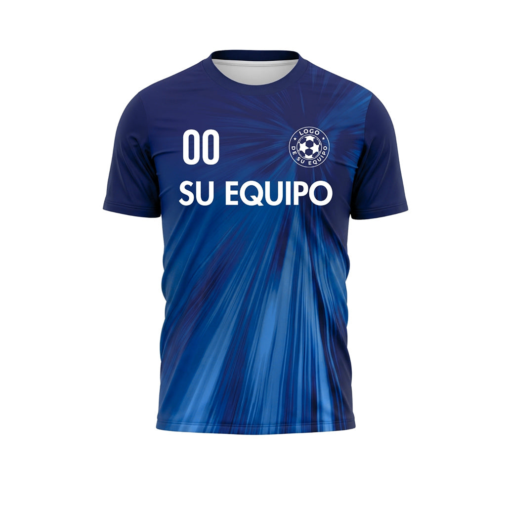 Azul Rayos Efecto Camiseta de Fútbol Personalizada