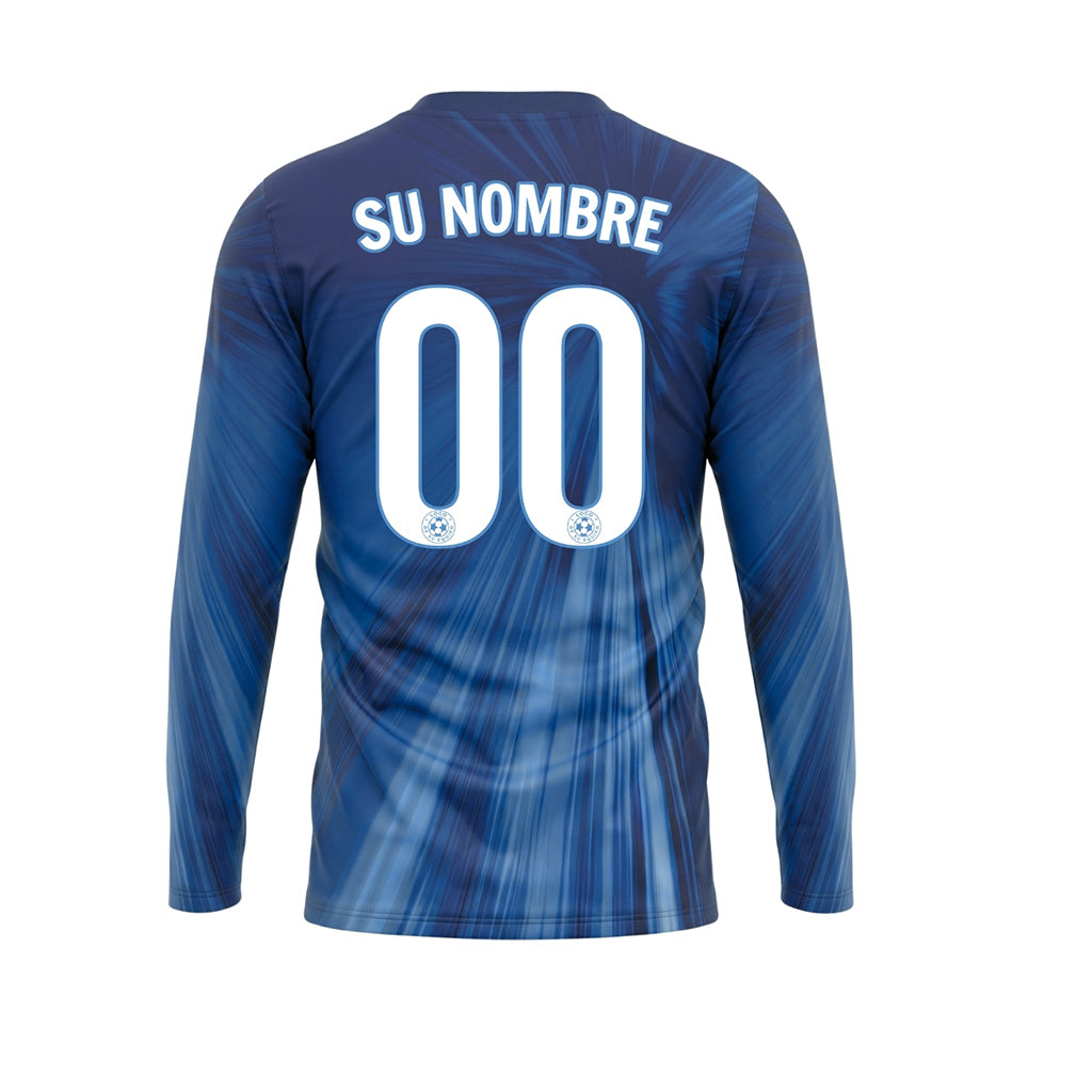 Azul Degradado Radiante Camiseta de Fútbol Personalizada de Manga Larga