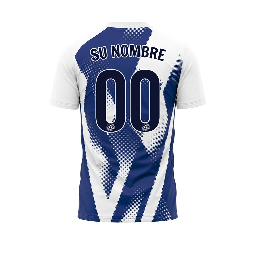 Azul Blanco Semitono Zigzag Motivo Camiseta de Fútbol Personalizada