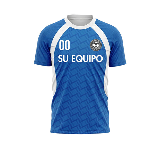 Azul Blanco Acento Raglán Camiseta de Fútbol Personalizada