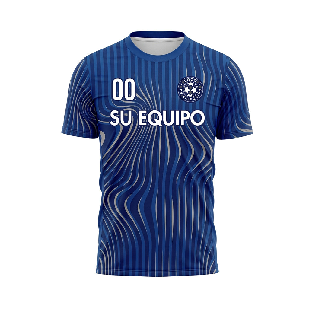 Azul Olas Rayas Camiseta de Fútbol Personalizada