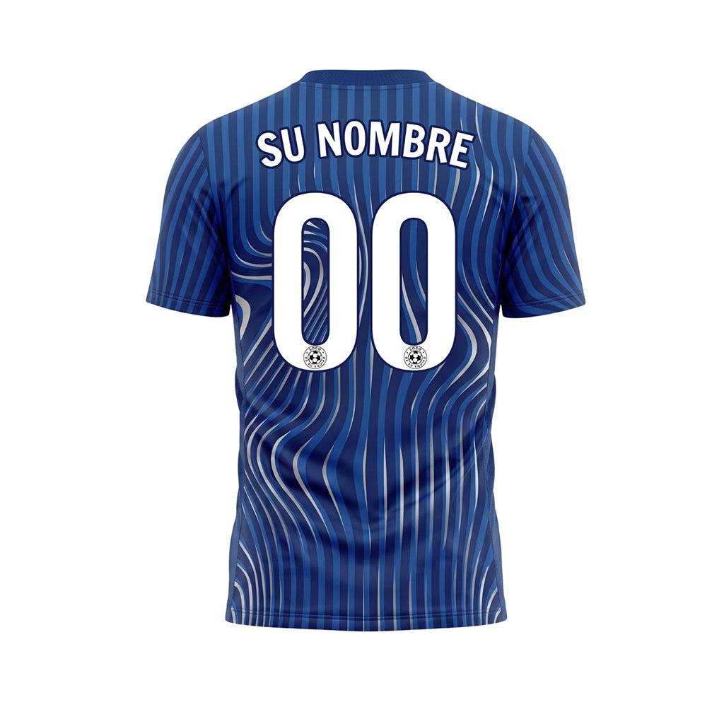 Azul Olas Rayas Camiseta de Fútbol Personalizada
