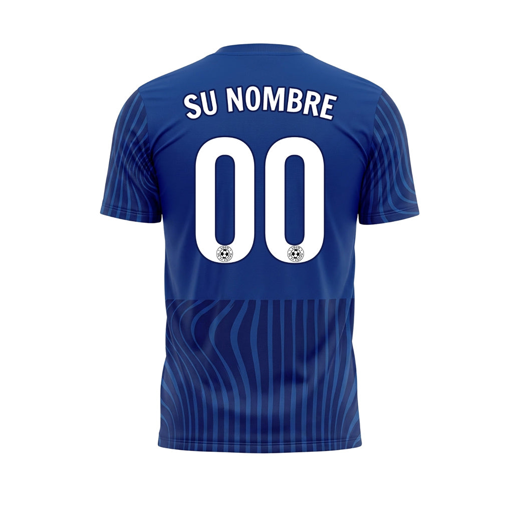 Azul Olas Rayas Camiseta de Fútbol Personalizada