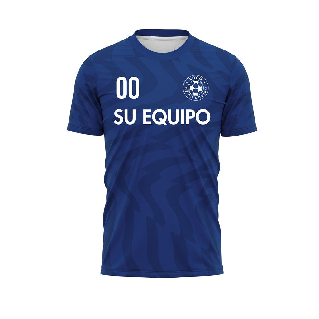 Azul Motivo Olas Camiseta de Fútbol Personalizada
