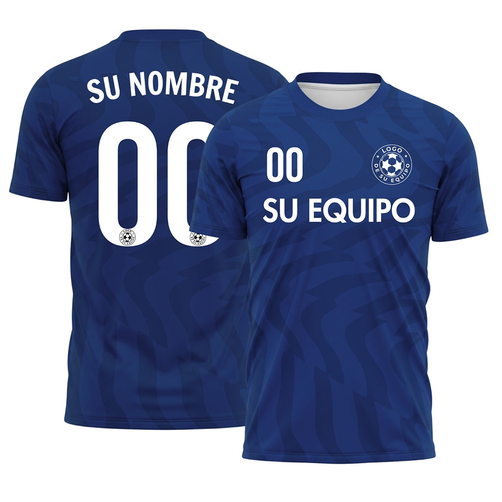 Azul Motivo Olas Camiseta de Fútbol Personalizada