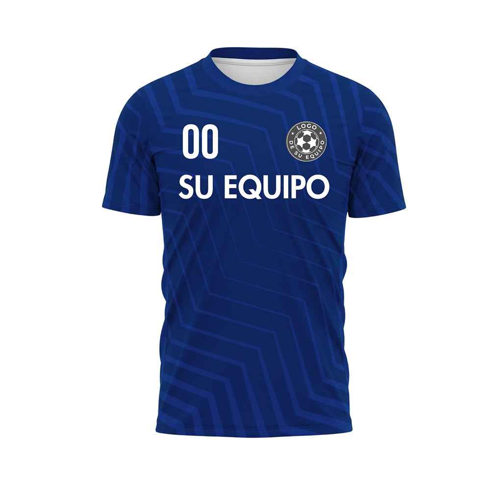 Azul Zigzag Motivo Camiseta de Fútbol Personalizada