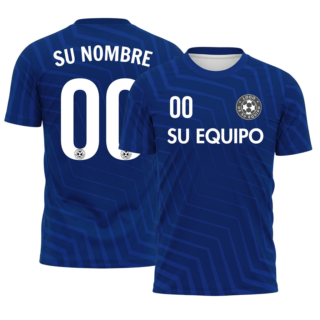 Azul Zigzag Motivo Camiseta de Fútbol Personalizada
