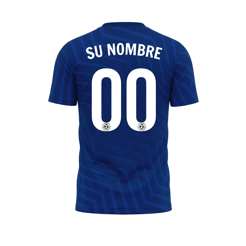 Azul Zigzag Motivo Camiseta de Fútbol Personalizada