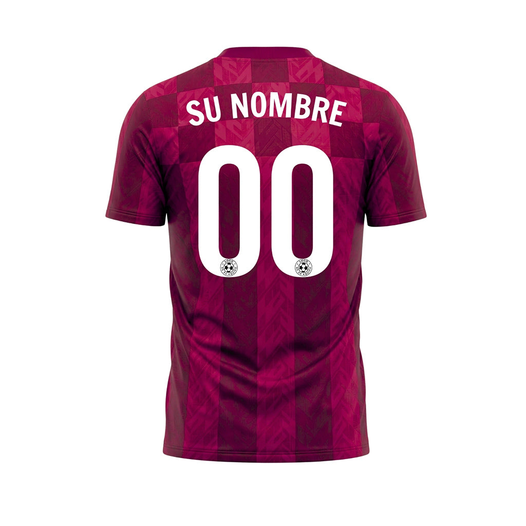 Burdeos Cuadros Chevron Motivo Camiseta de Fútbol Personalizada