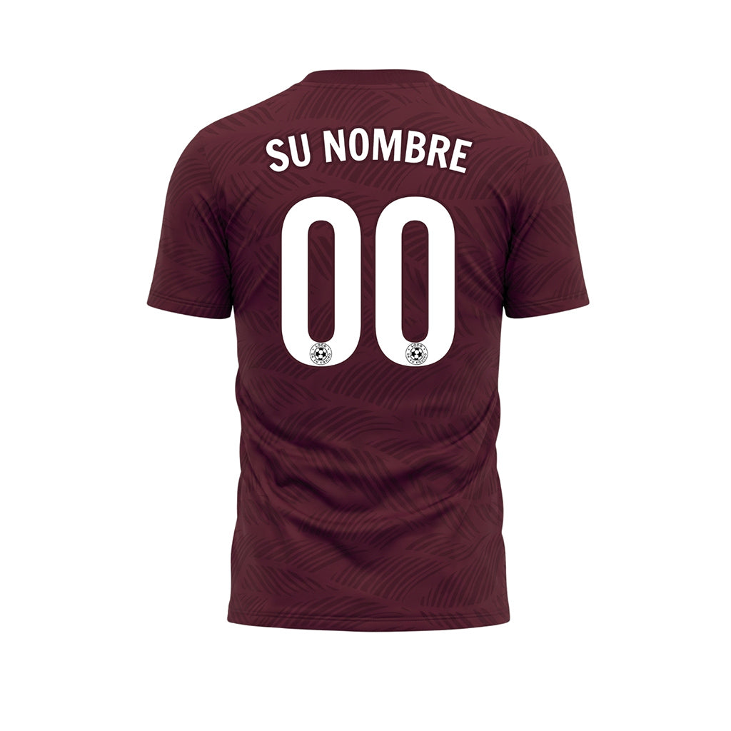 Rojo Burdeos Hoja Motivo Olas Camiseta de Fútbol Personalizada