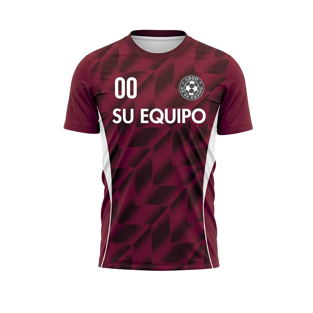 Rojo Burdeos Semitono Geométrico Motivo Camiseta de Fútbol Personalizada